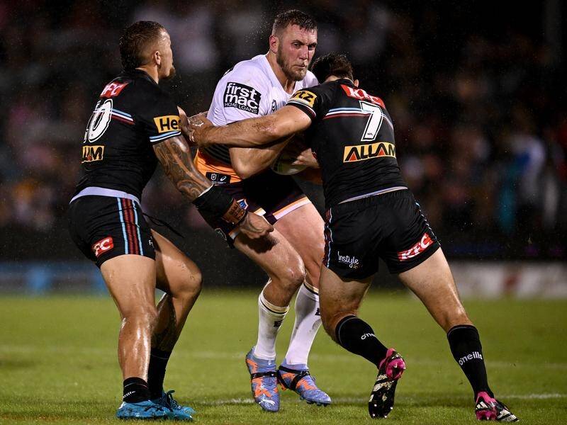 Brisbane's Kurt Capewell says Penrith remain title favourites as the gap between the clubs closes. (Dan Himbrechts/AAP PHOTOS)